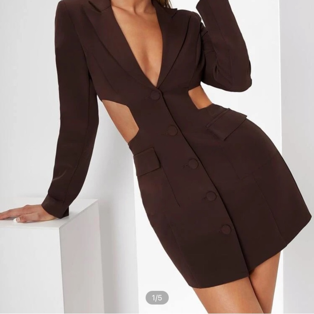Button down front cut blazer dress
